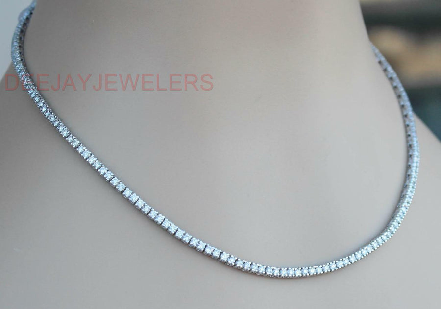 8ct Diamond Eternity Tennis Necklace 14k White Gold Box Link