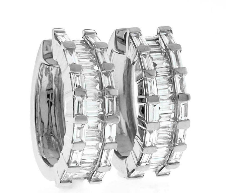 1.77ct Baguette Diamond Hoop Earrings 18k White Gold