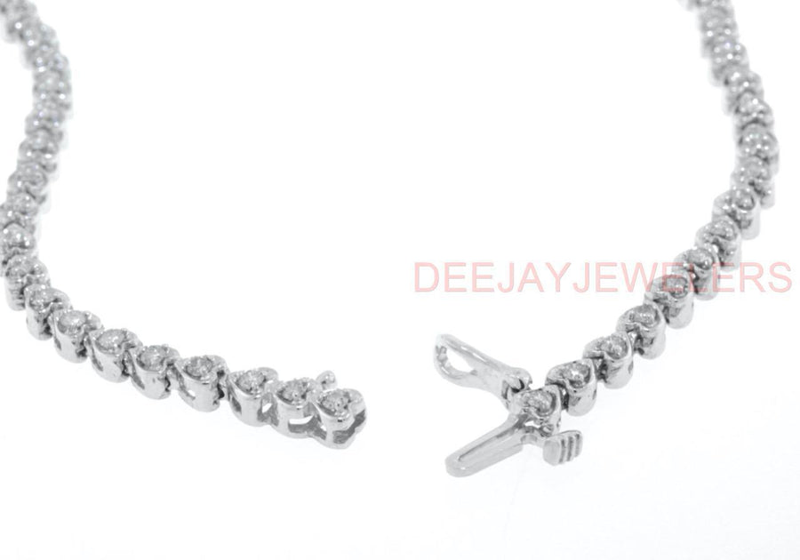 4.25ct Diamond Heart Link Tennis Necklace 14k White Gold