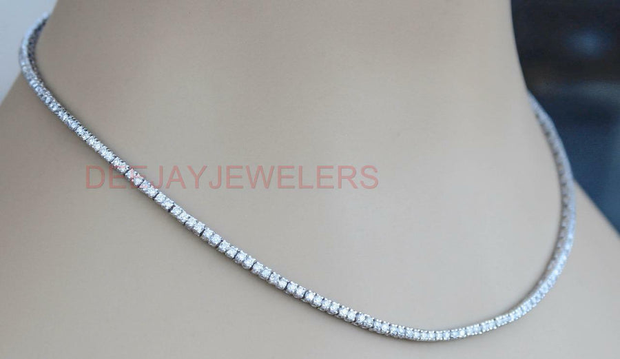 6.37ct Diamond Tennis Necklace Square Link Eternity  14k White Gold