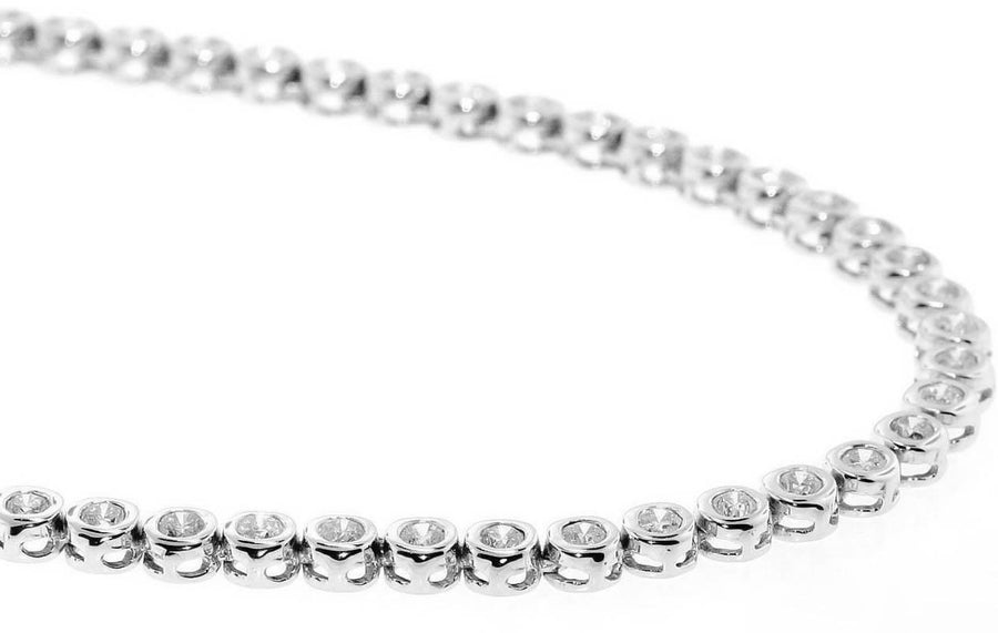 12ct Bezel Diamond Eternity Tennis Necklace 14k White Gold 17 inch