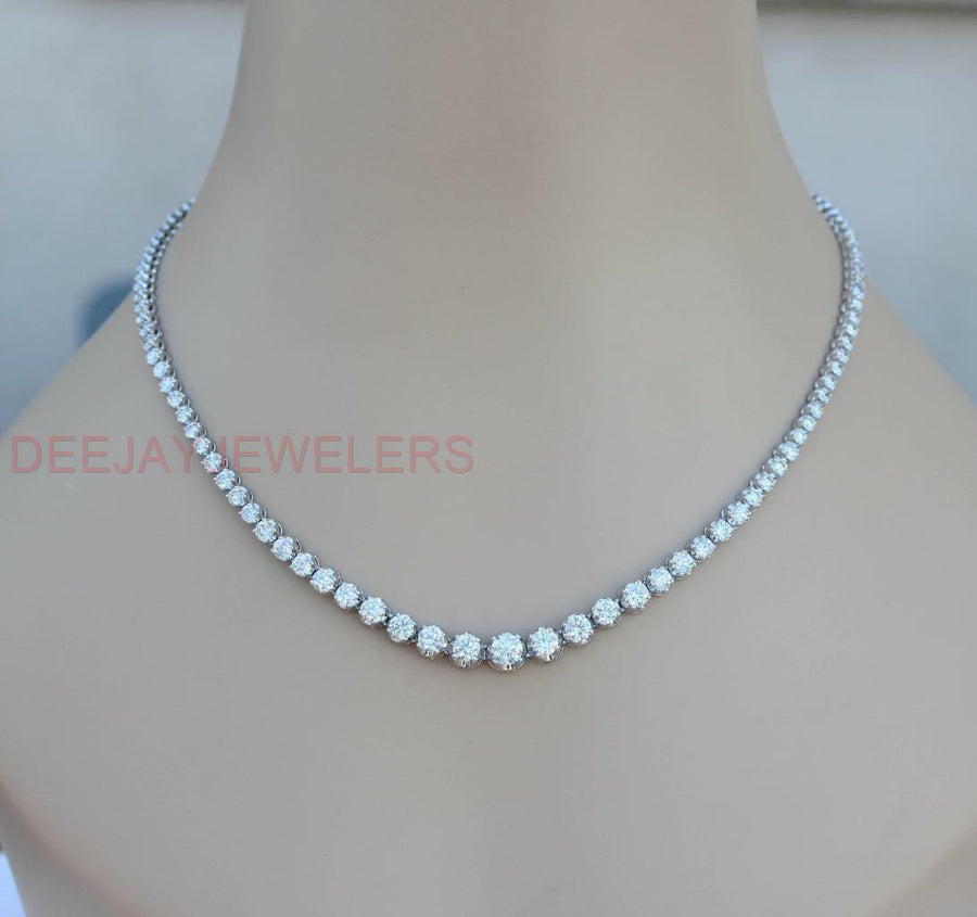 Charlotte Necklace | 14ct Graduated Diamond Tennis Riviera Necklace 14k White Gold