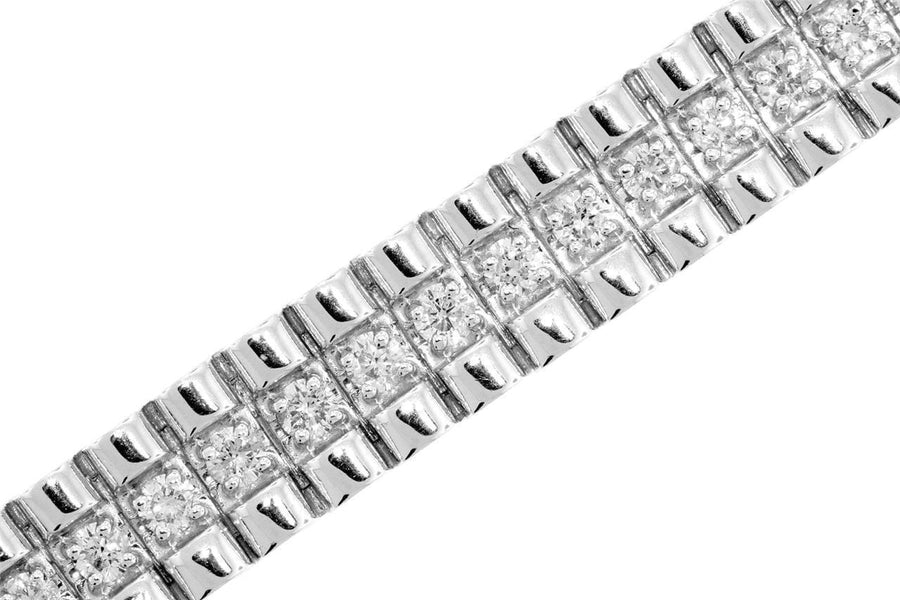4.50ct Diamond Rolex Link Bracelet 14k White Gold
