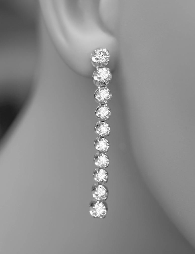 3.60ct Diamond Tennis Dangle Earrings 14k White Gold