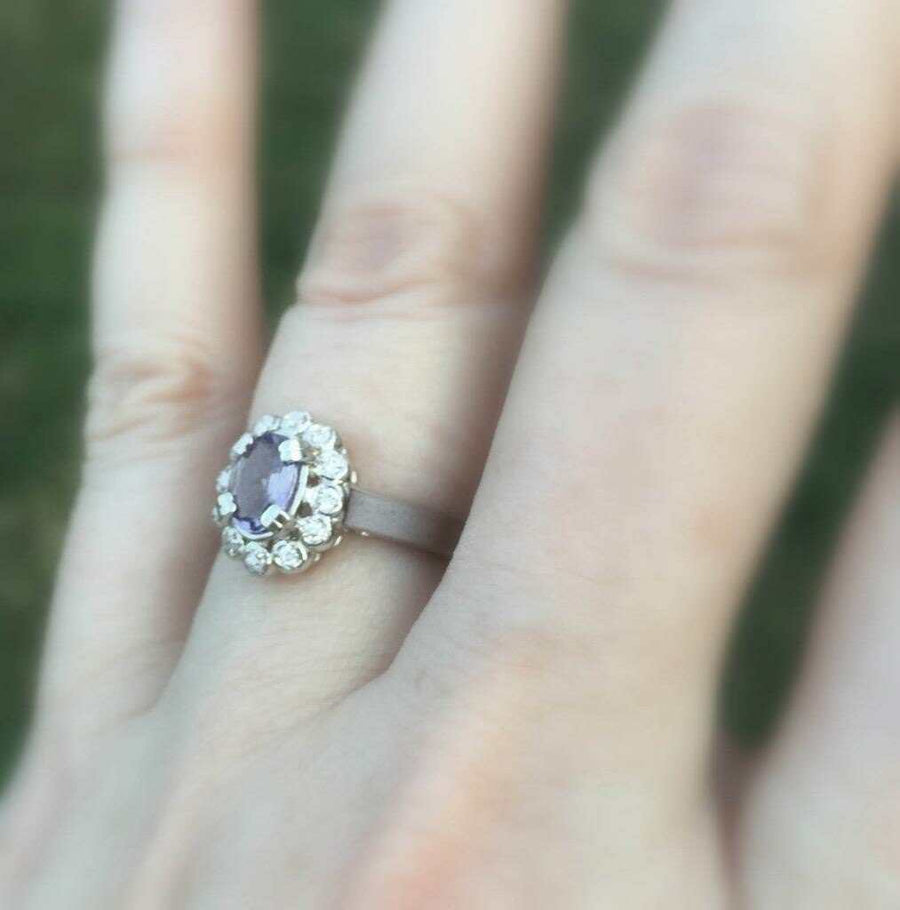 1.16ct Tanzanite and Diamond Ring 14k White Gold