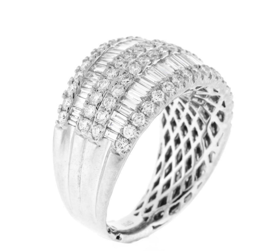 Alexandra Ring | 2.41ct Baguette Diamond Statement Ring 18k White Gold Band