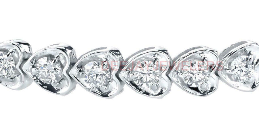 5.00ct Diamond Heart Tennis Bracelet 14k White Gold