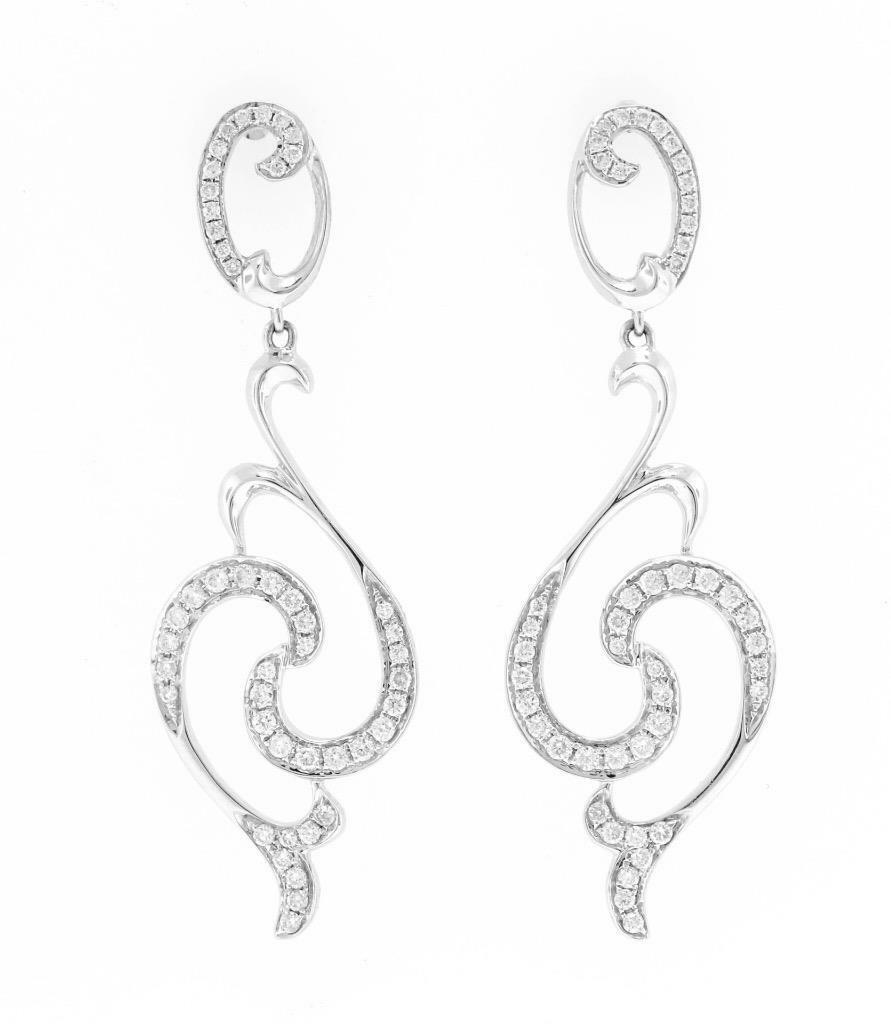 0.55ct Diamond Mermaid Dangle Earrings 18k White Gold