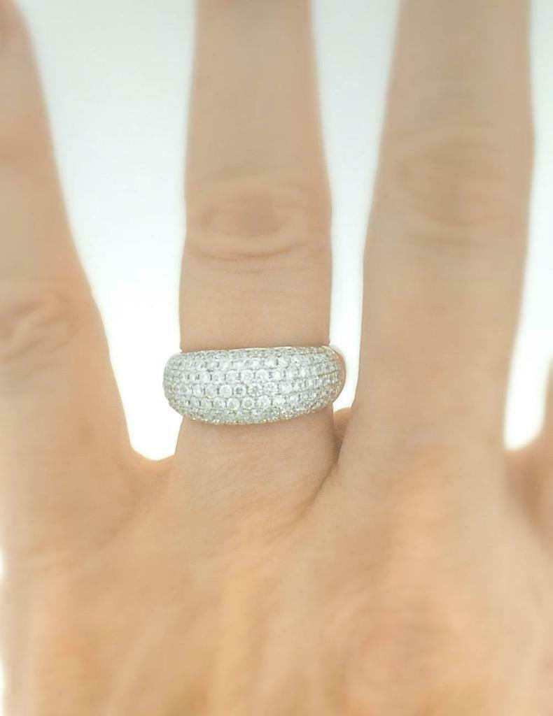 1.38ct Diamond Anniversary Ring Dome Band 18k White Gold