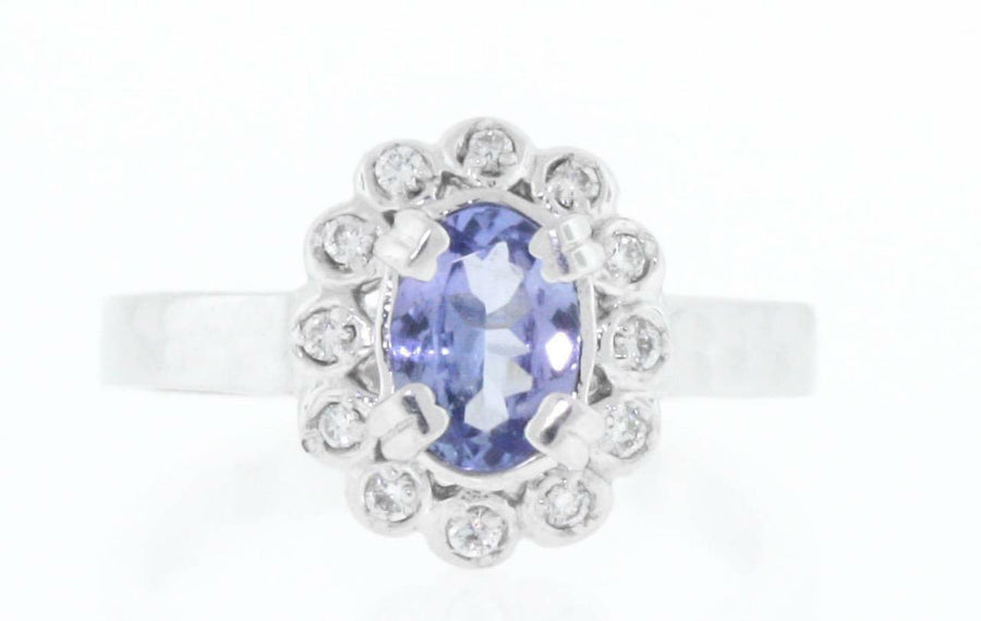 1.16ct Tanzanite and Diamond Ring 14k White Gold