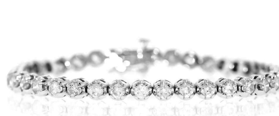 4.35ct Diamond Tennis Bracelet Round 14k White Gold