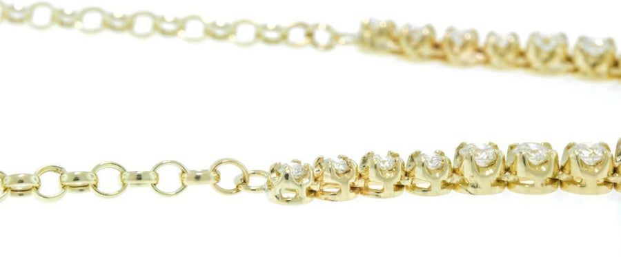 3.55ct Diamond Half Tennis Fancy Necklace 14k Yellow Gold