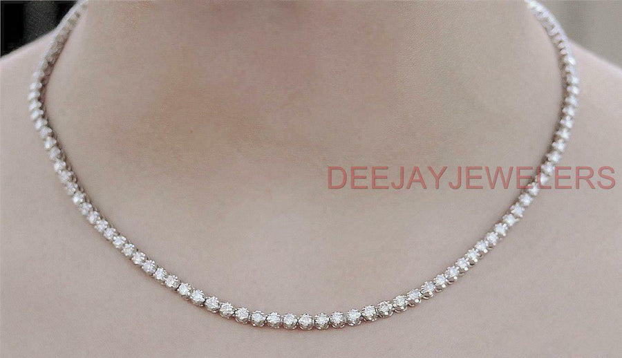 6ct Diamond Tennis Necklace Eternity 14k White Gold