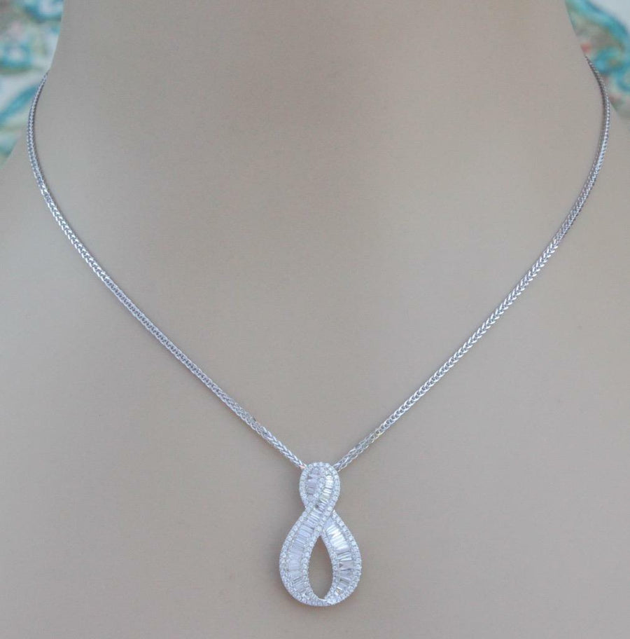 1.23ct Baguette Diamond Slide Pendant 18k White Gold