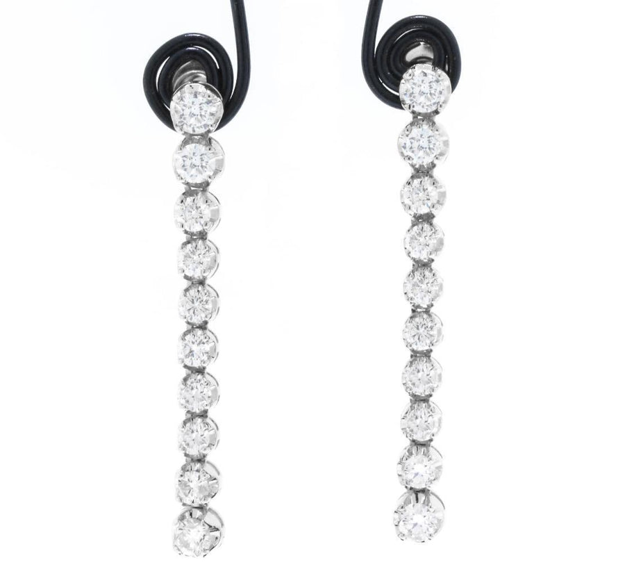 3.60ct Diamond Tennis Dangle Earrings 14k White Gold
