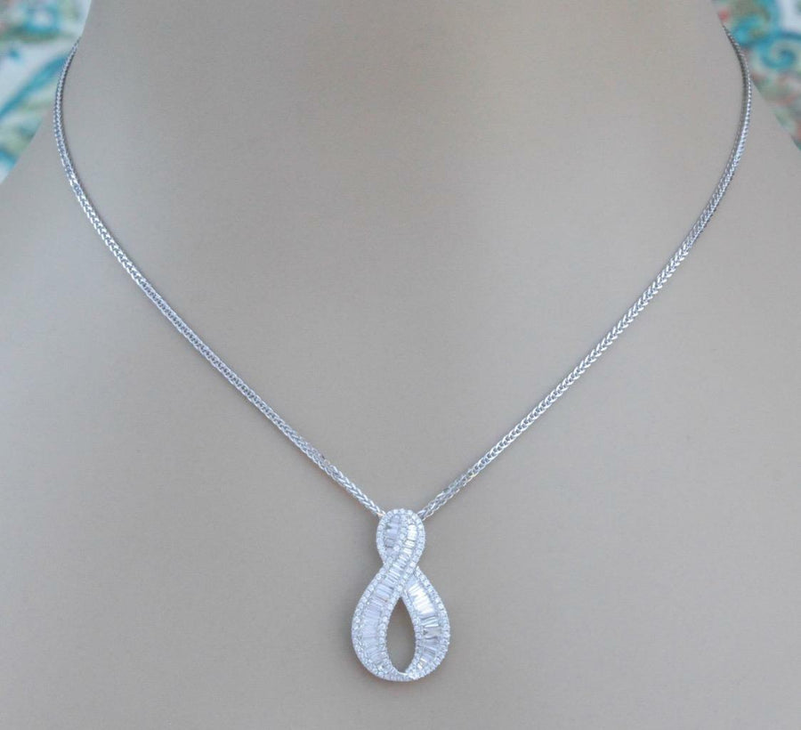 1.23ct Baguette Diamond Slide Pendant 18k White Gold