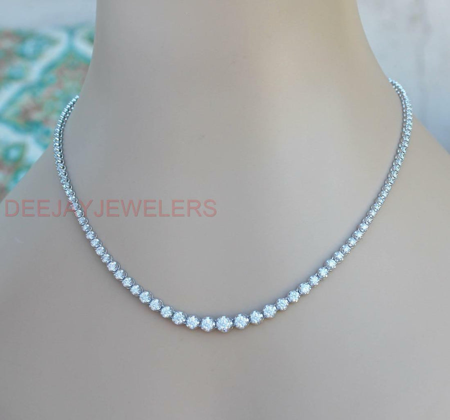 Victoria Necklace | 21.25ct Graduated Diamond Tennis Riviera Necklace 14k White Gold