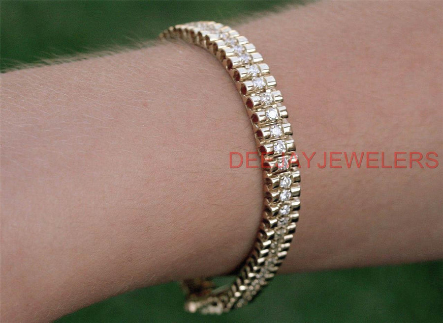 USA Made 3ct Natural Diamond SI1 Link Bracelet 14k Yellow Gold 21gms 7.5 Inch L