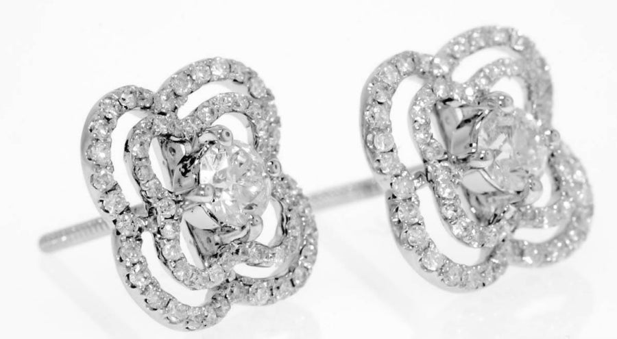 1.38ct Diamond Stud Earrings 18k White Gold 0.33ct Center