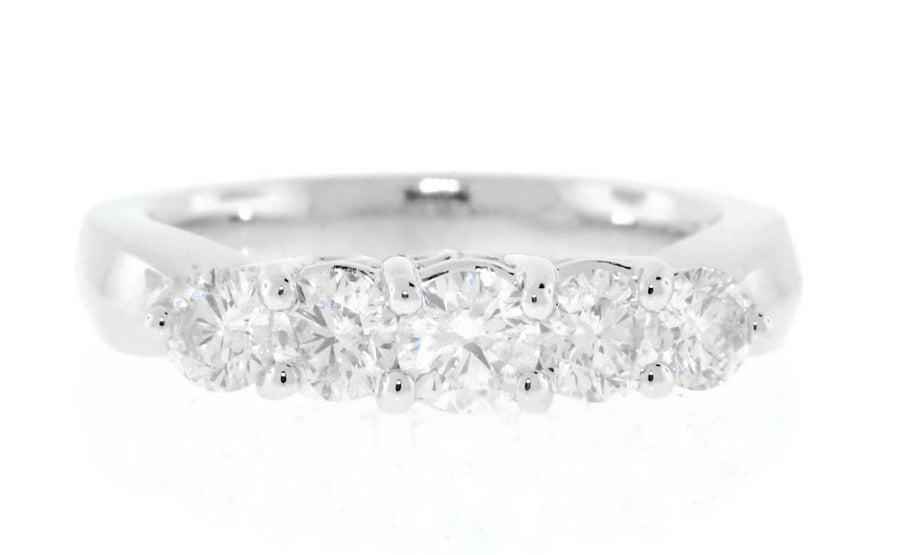 1.55ct Diamond Anniversary 5-Stone Ring 14k White Gold Band