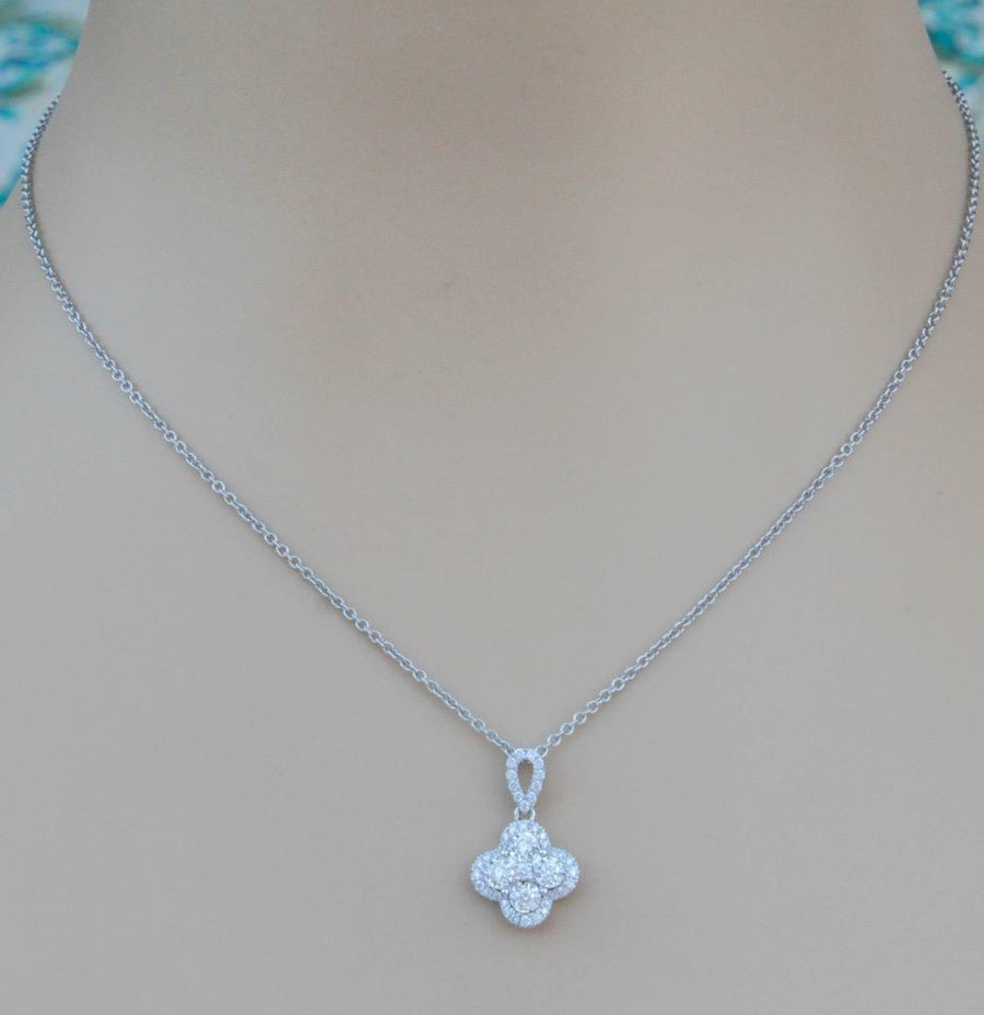 0.50ct Diamond Pendant Necklace 18k White Gold Illusion Set