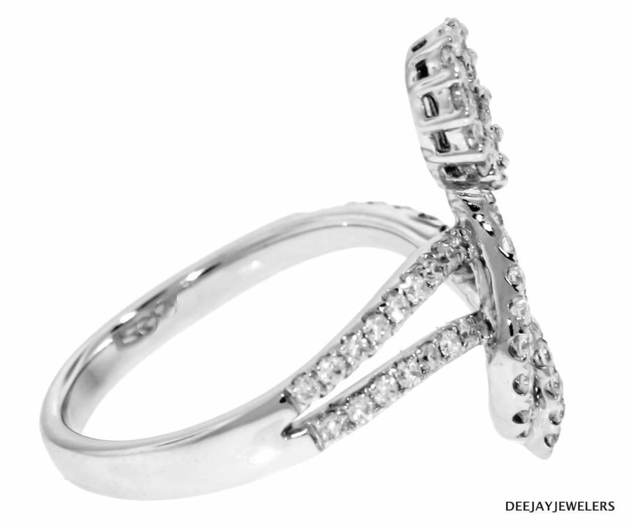 Natural VS1 Diamond Diamond Ring 0.93ct White 18k Gold Band Freeform