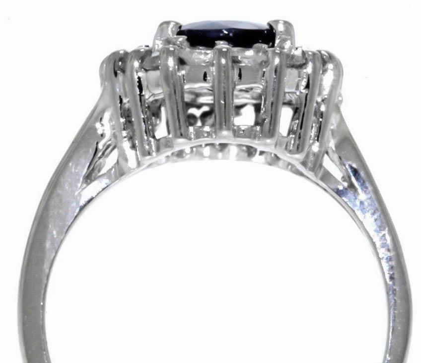2ct Sapphire and Diamond Ring 14k White Gold