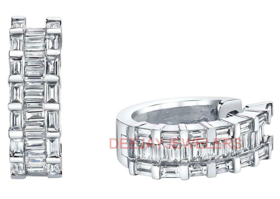 1.77ct Baguette Diamond Hoop Earrings 18k White Gold