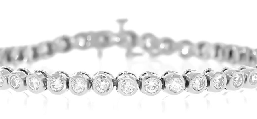 2.50ct Diamond Tennis Bracelet Bezel 14k White Gold