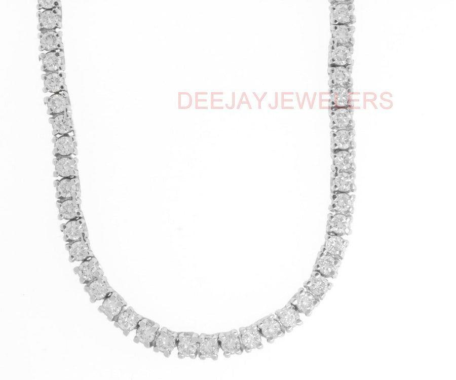 8ct Diamond Eternity Tennis Necklace 14k White Gold Box Link