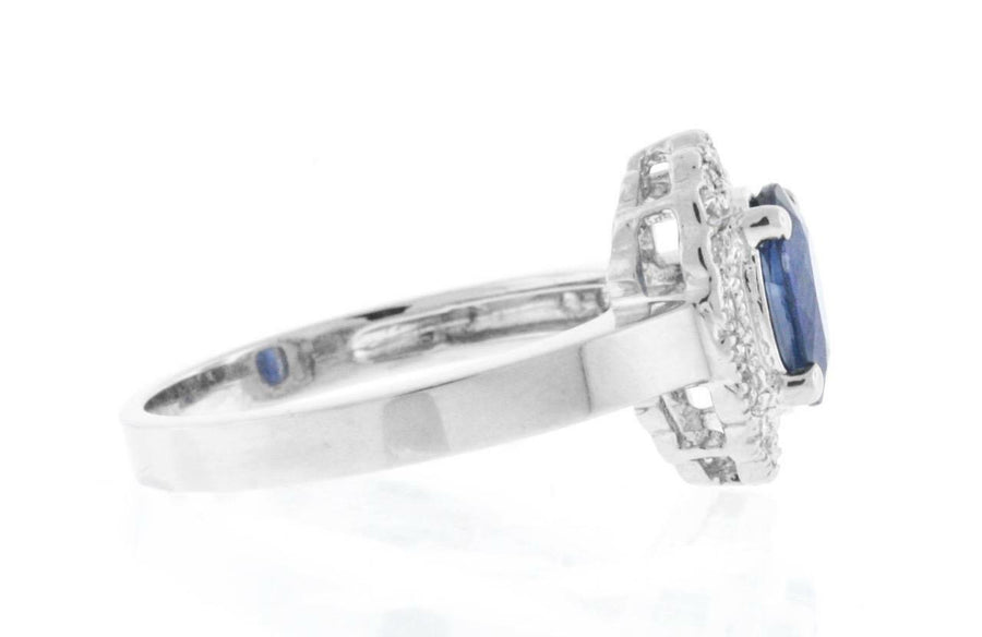 1.51ct Sapphire and Diamond Ring 14k White Gold