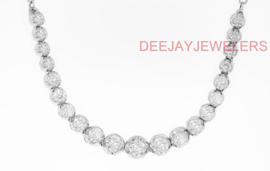 4ct Diamond Half Tennis Necklace 14k White Gold Stacking