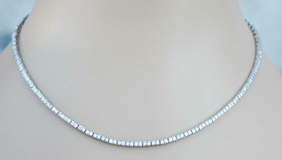 6.37ct Diamond Tennis Necklace Square Link Eternity  14k White Gold