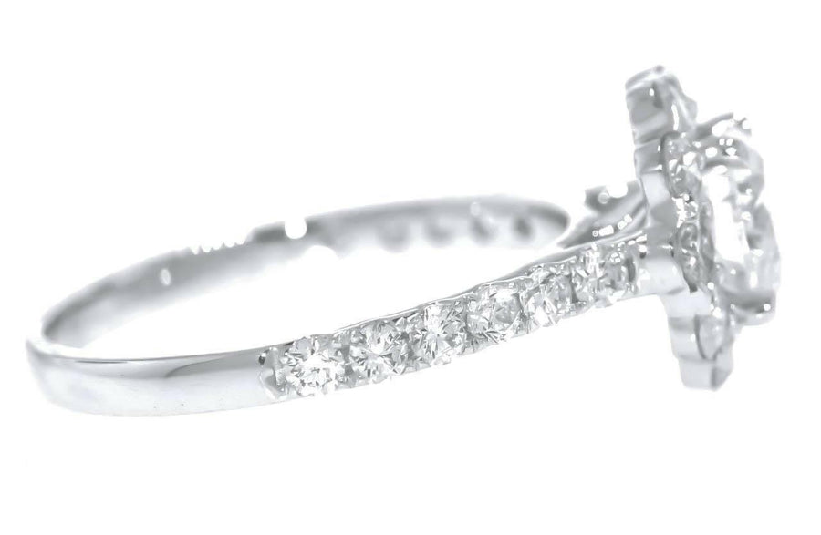 1.55 Diamond Halo Engagement Ring 18k White Gold 0.75ct Center