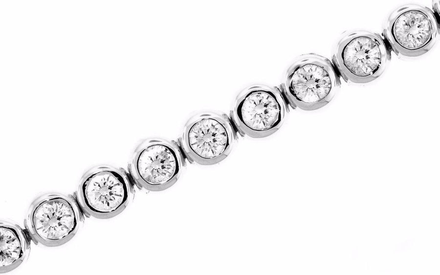7ct Diamond Tennis Bracelet Bezel 14k White Gold