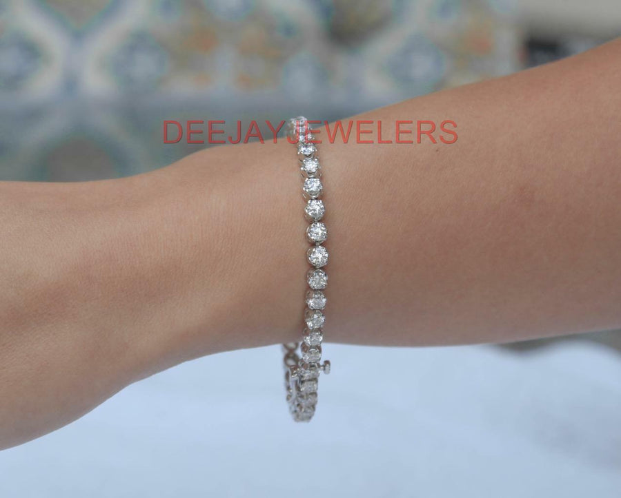 6.01ct Diamond Tennis Bracelet Round 14k White Gold