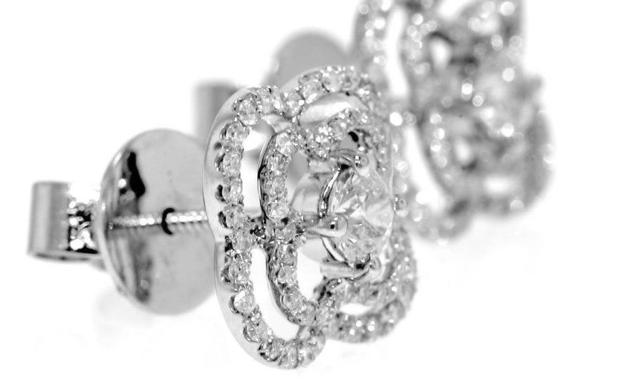 1.38ct Diamond Stud Earrings 18k White Gold 0.33ct Center