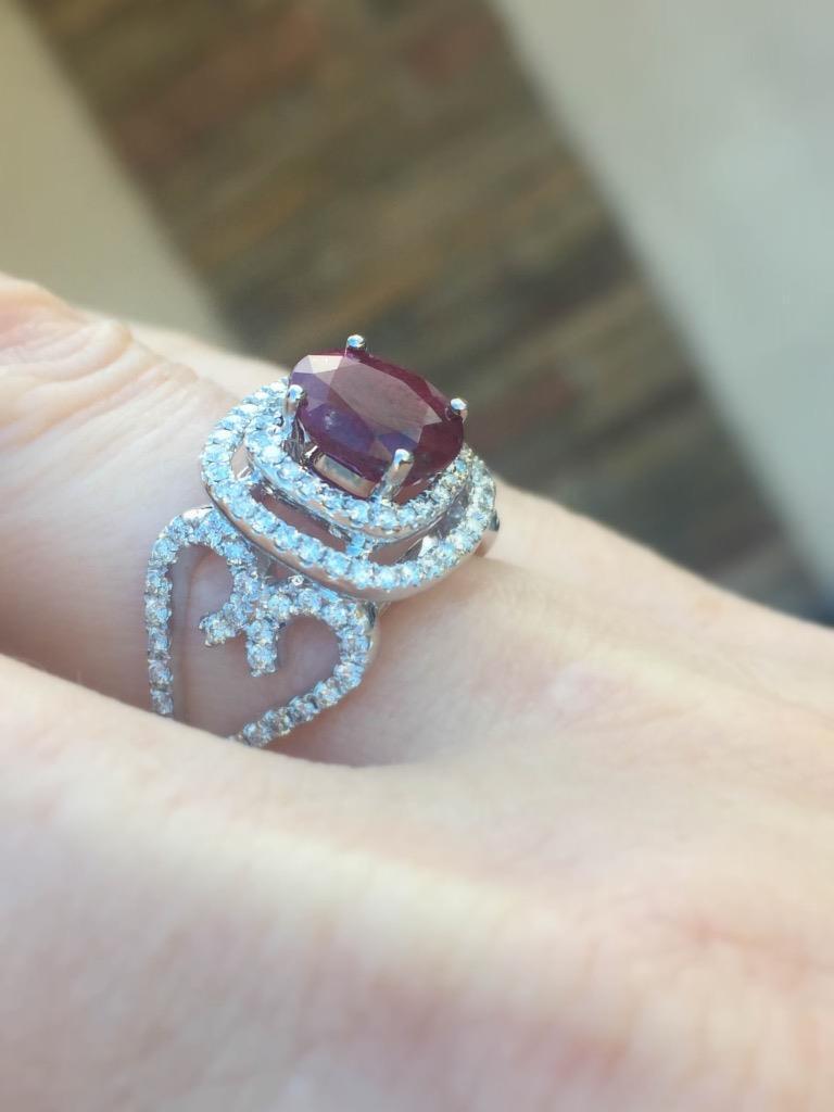 2.91ct Ruby and Diamond Statement Ring 18k White Gold