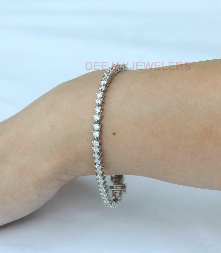 5ct Diamond Tennis Bracelet 3 Prong Martini 14k White Gold