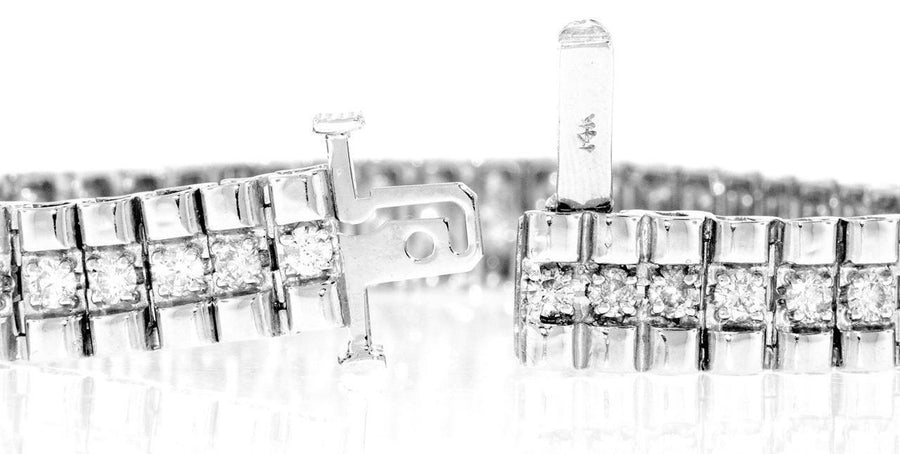 4.50ct Diamond Rolex Link Bracelet 14k White Gold