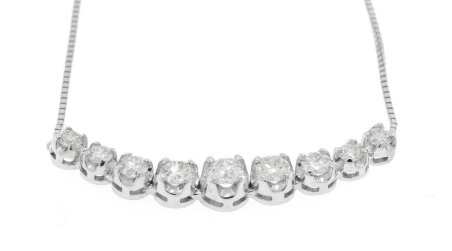 1.40ct Diamond Bar Fancy Necklace 14k White Gold