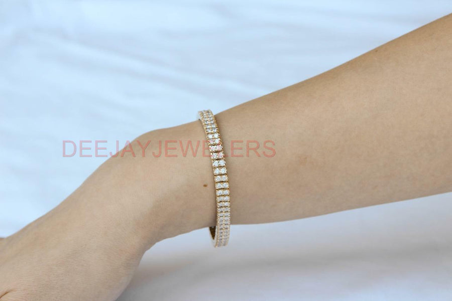 6ct Diamond Double Row Tennis Bracelet 14k Yellow Gold