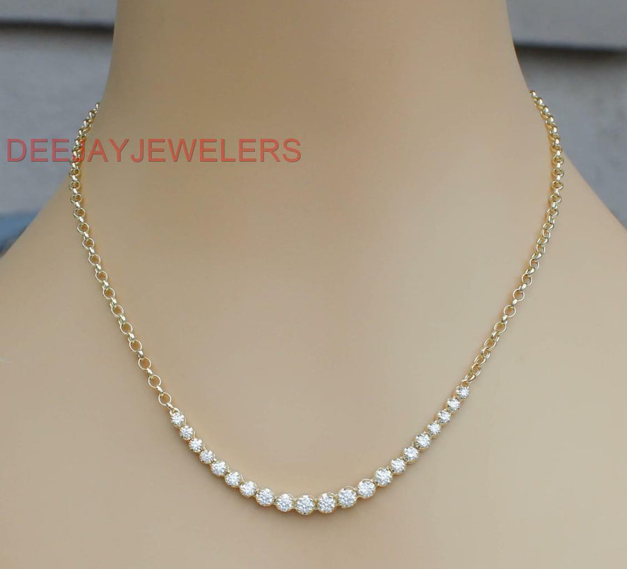 2.48ct Diamond Half Tennis Necklace 14k Yellow Gold