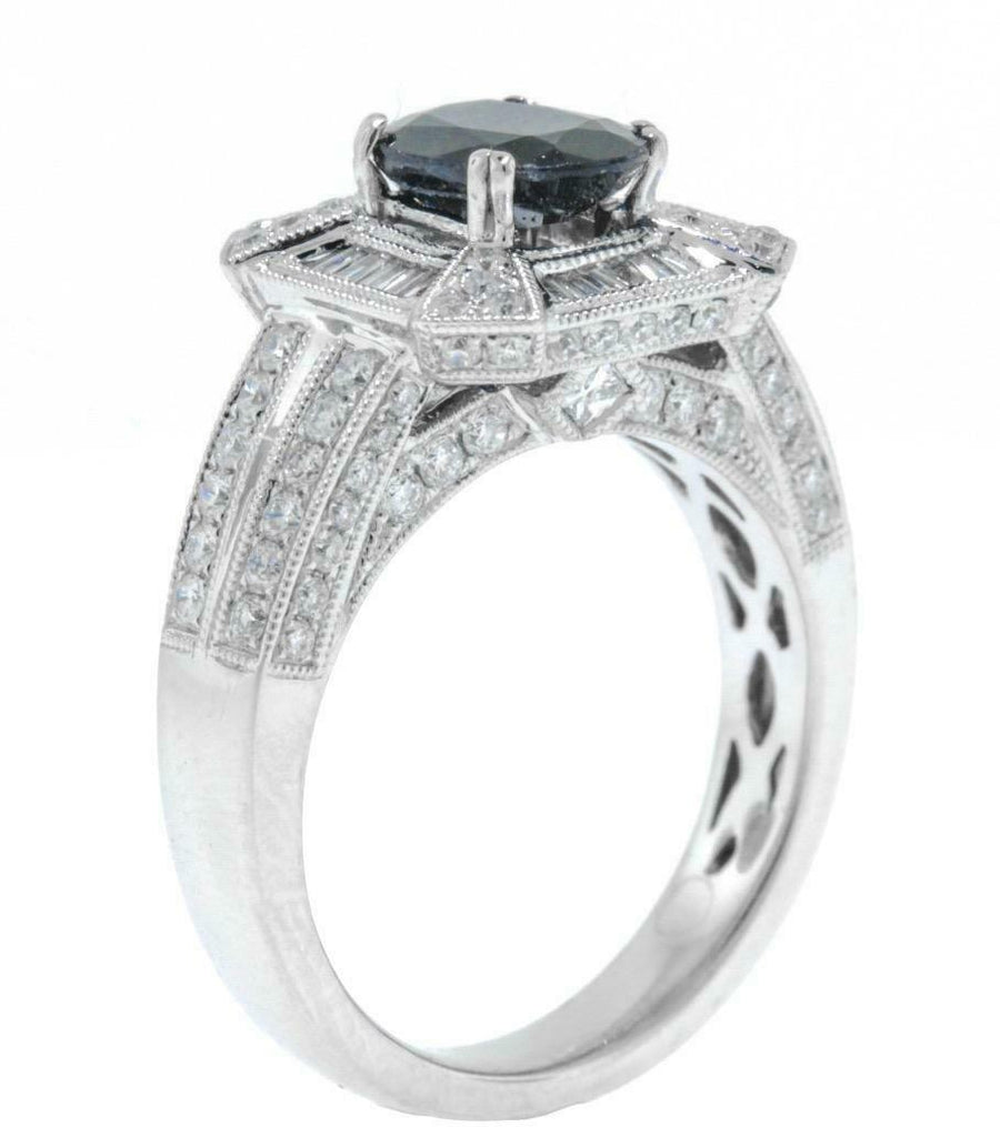 2.43ct Sapphire and Diamond Statement Ring 18k White Gold