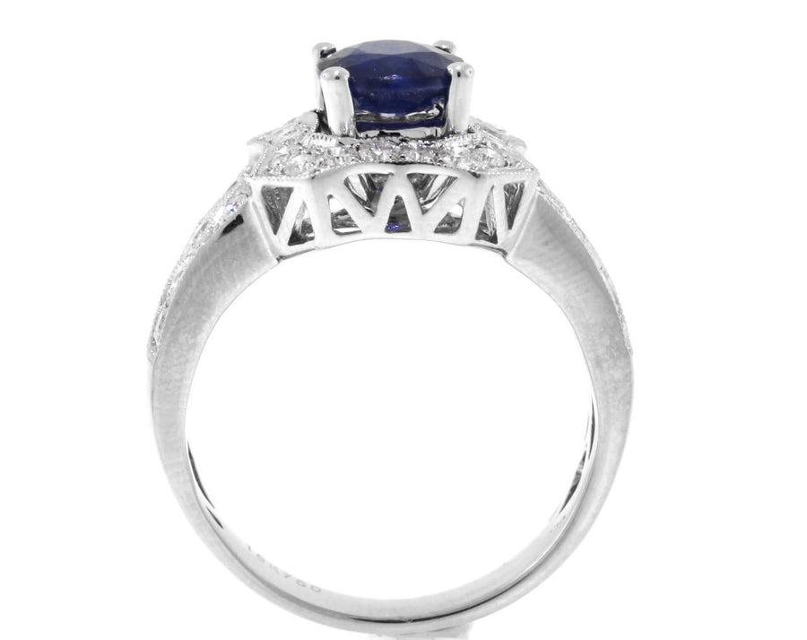 2ct Sapphire and Diamond Ring 18k White Gold