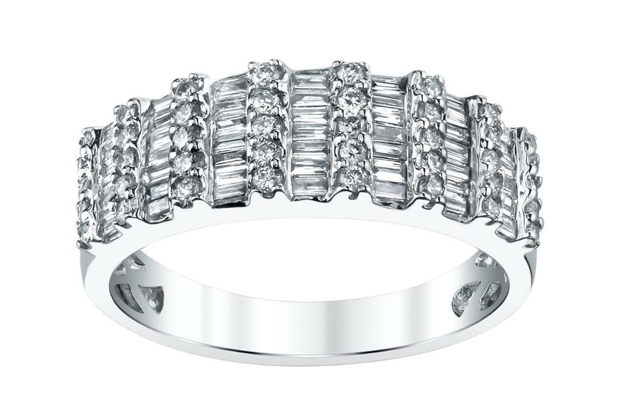 0.87ct Baguette Diamond Anniversary Ring 18k White Gold