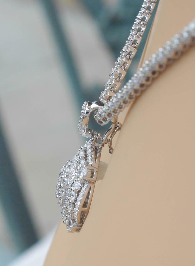 Diana Necklace | 6.50ct Diamond Detachable Pendant on Diamond Tennis Necklace