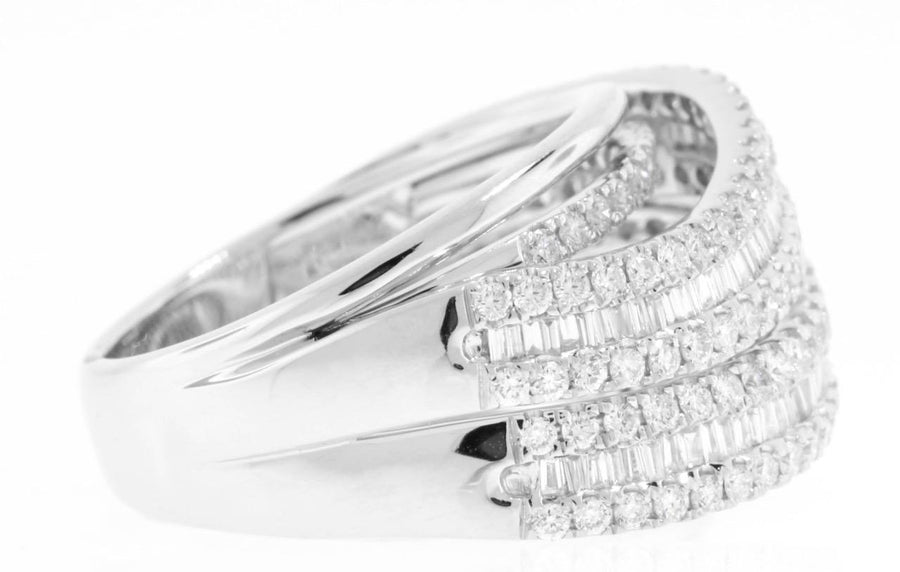 1.41ct Baguette Diamond Crossover Statement Ring 18k White Gold