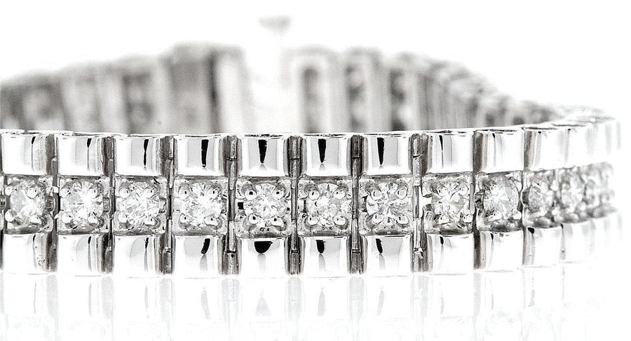 4.50ct Diamond Rolex Link Bracelet 14k White Gold