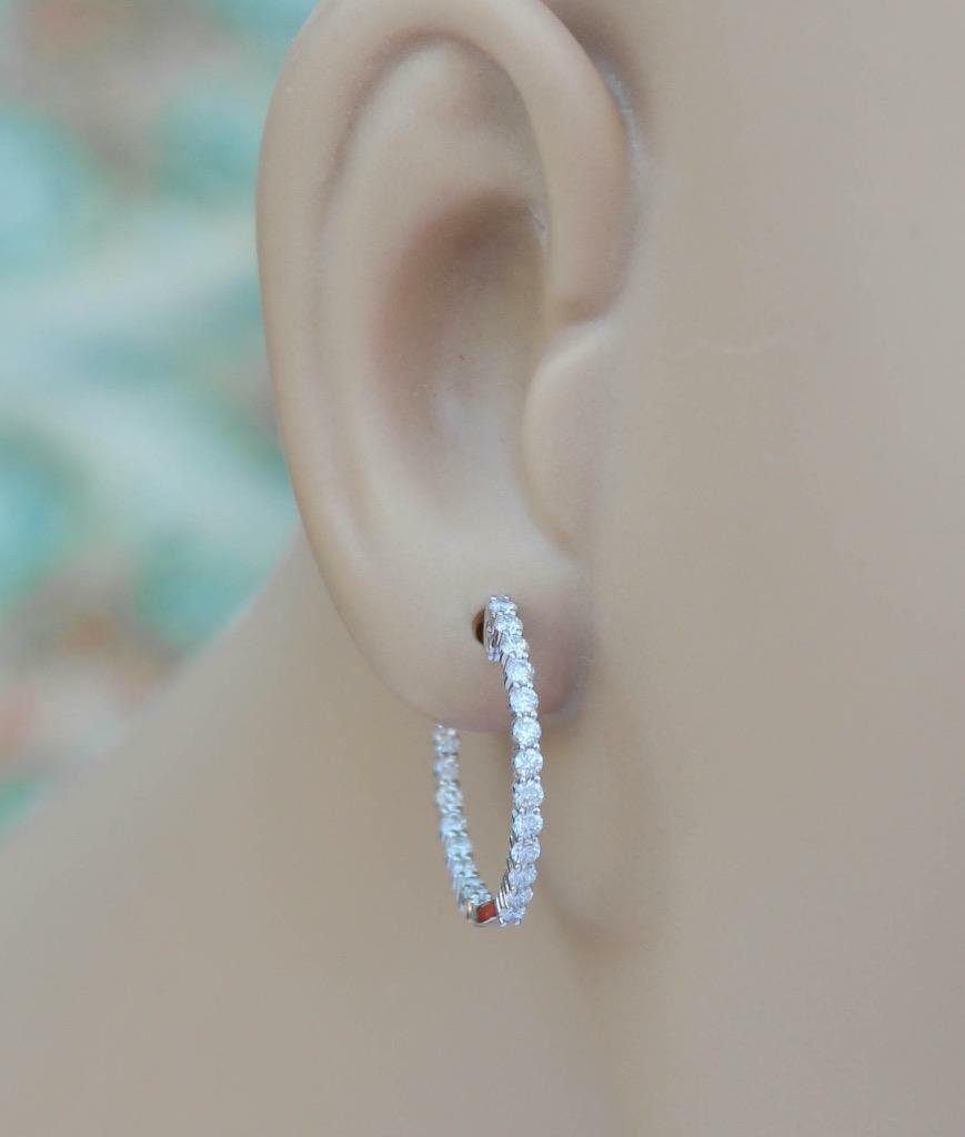 0.91ct Diamond Inside Out Hoop Earrings 18k White Gold